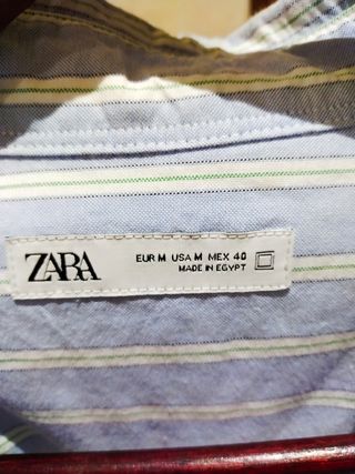 Camisa Zara Rayas Azul y Blanco Hombre