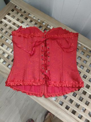 Corsé Rojo con Lazos y Volantes Talla XL