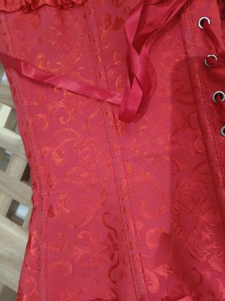 Corsé Rojo con Lazos y Volantes Talla XL