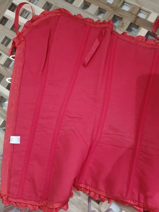 Corsé Rojo con Lazos y Volantes Talla XL