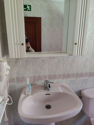 Lavabo Rosa Roca pedestal+Griferia.NOJA