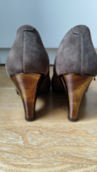 Zapatos ante marrón/bronce
