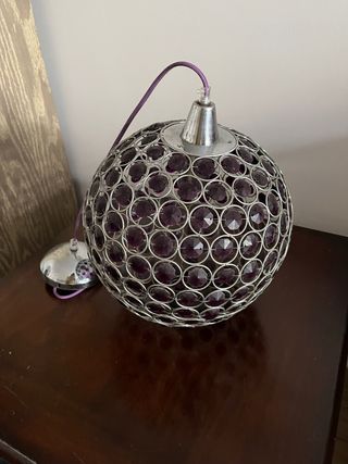 Lámpara Colgante Bola Morada y Plateada