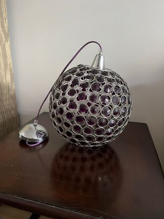 Lámpara Colgante Bola Morada y Plateada