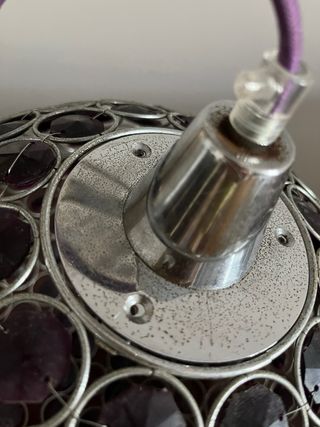 Lámpara Colgante Bola Morada y Plateada