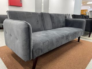 Sofá Cama Gris Terciopelo Nuevo - Liquidamos
