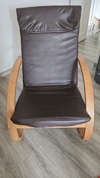 Silla Mecedora Cuero y Madera