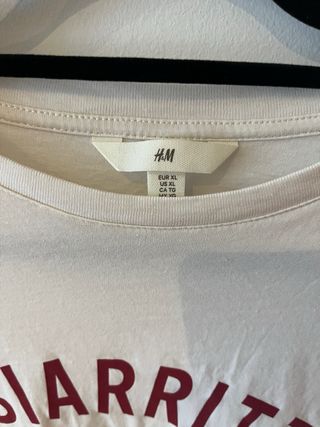 Camiseta H&M Biarritz France Blanca Talla XL