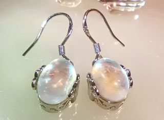 Pendientes Plata Piedra Luna Multicolor