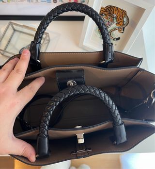 Bolso Zara Negro Asa Trenzada
