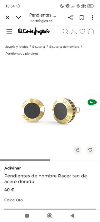 Pendientes Guess Dorados y Negros