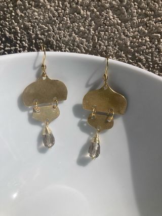Orecchini Ottone e Pietra Grigia