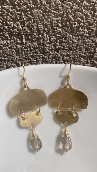 Orecchini Ottone e Pietra Grigia