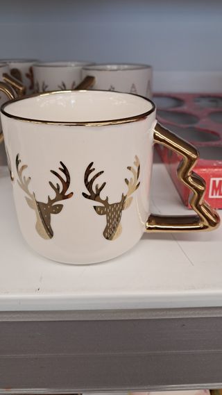 Tazza Mug Natale Renna Oro Porcellana