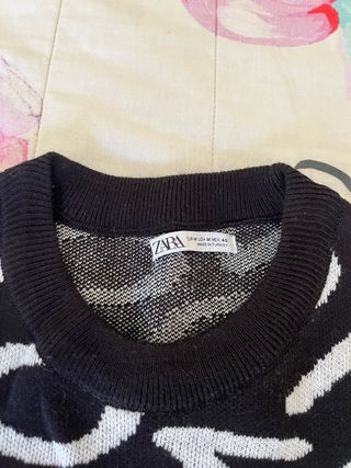 Chaleco Zara M Negro Multicolor