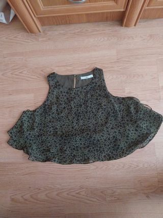 Camiseta corta estampada verde S