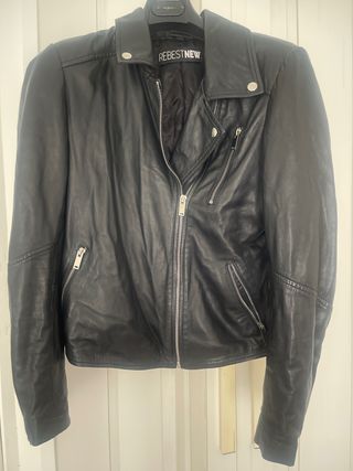 Cazadora Biker Piel Rebest Negra