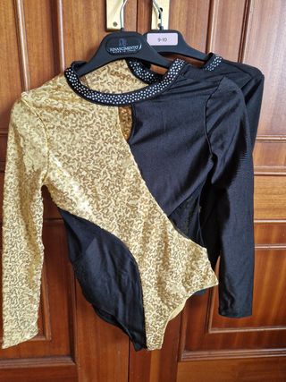 Vestido malla baile dorado y negro