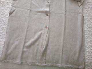 Vestido largo lino beige manga larga