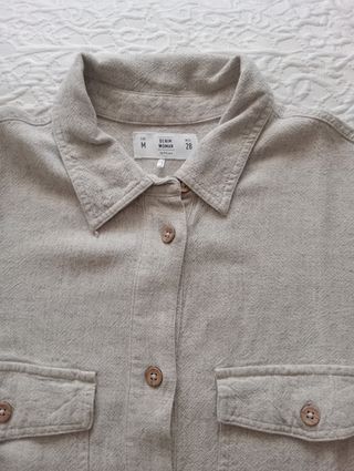 Vestido largo lino beige manga larga