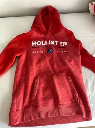 Sudadera Hollister Roja con Capucha y Bolsillo