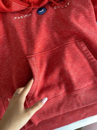 Sudadera Hollister Roja con Capucha y Bolsillo