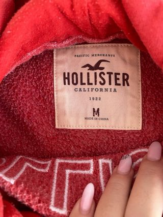 Sudadera Hollister Roja con Capucha y Bolsillo