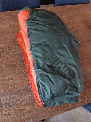 Chaqueta Bomber Reversible Verde Naranja