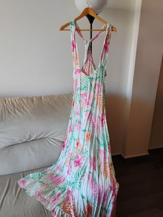 Vestido playero largo estampado floral