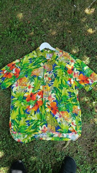 Camisa Hawaiana Estampada Flores y Piñas