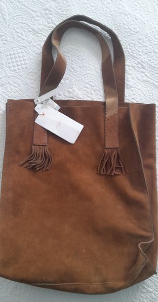 Bolso Springfield Piel Ante Marrón Nuevo
