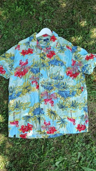 Camisa Hawaiana Flamencos y Palmeras