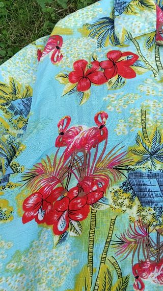 Camisa Hawaiana Flamencos y Palmeras