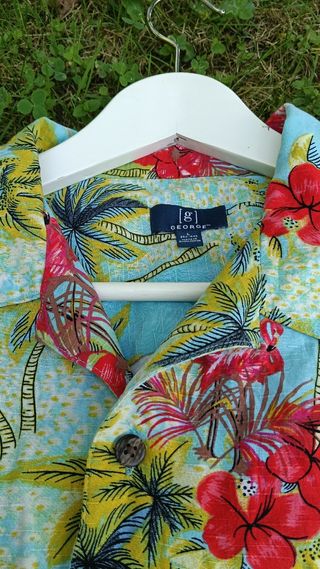 Camisa Hawaiana Flamencos y Palmeras