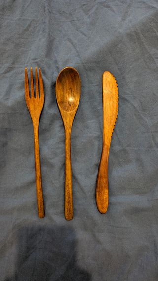 Set 3 posate legno naturale ecologico