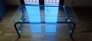 Mesa de centro cristal y metal