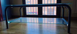 Mesa de centro cristal y metal