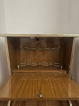 Mueble bar vintage madera y metal