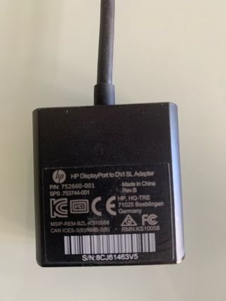 Adaptador HP DisplayPort a DVI SL