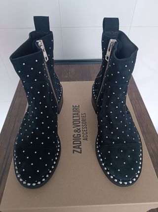 Botines Zadig & Voltaire Mujer Negros Tachuelas