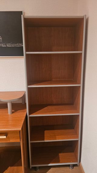 Escritorio y Estantería Marrón/Gris