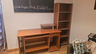 Escritorio y Estantería Marrón/Gris