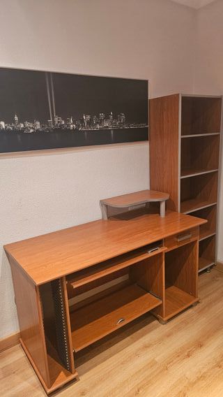 Escritorio y Estantería Marrón/Gris