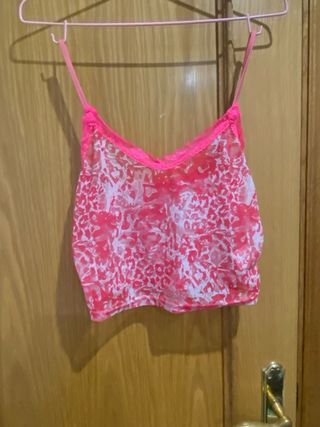 Top lencero rosa y blanco