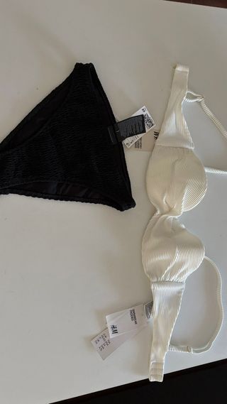 Bikini H&M Negro y Blanco Talla S