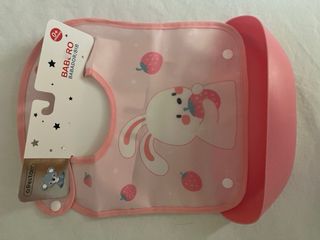Babero bebé silicona rosa con dibujo