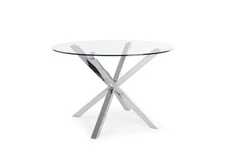 Mesa redonda cristal 120cm patas acero