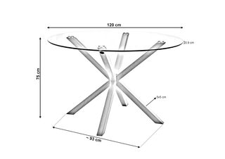 Mesa redonda cristal 120cm patas acero
