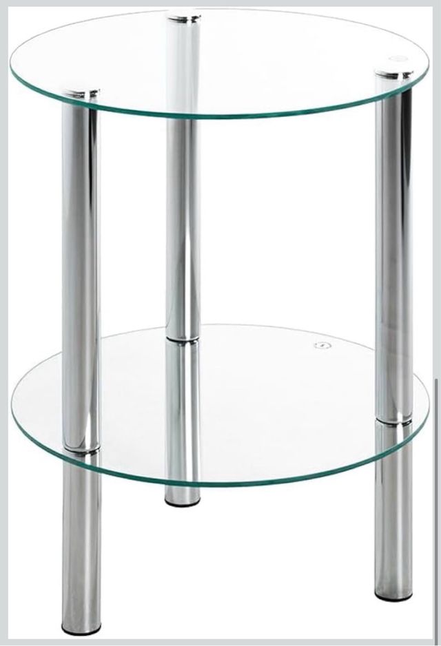 Tavolo laterale in vetro e metallo
