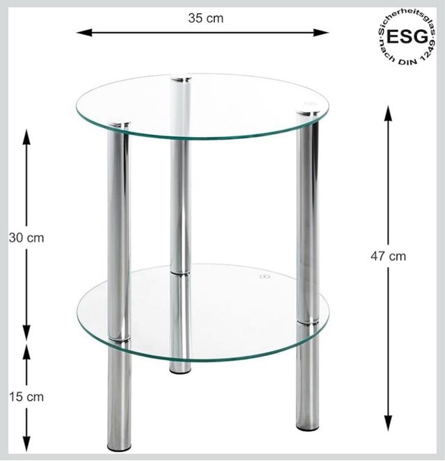 Tavolo laterale in vetro e metallo